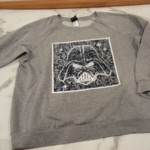 Cozy Grey Darth Vader Star Wars Graphic Sequined Sweatshirt - Size XL